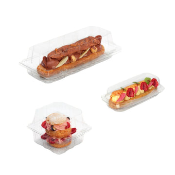 Confezioni di plastica trasparenti di tre diverse misure , con dentro paste